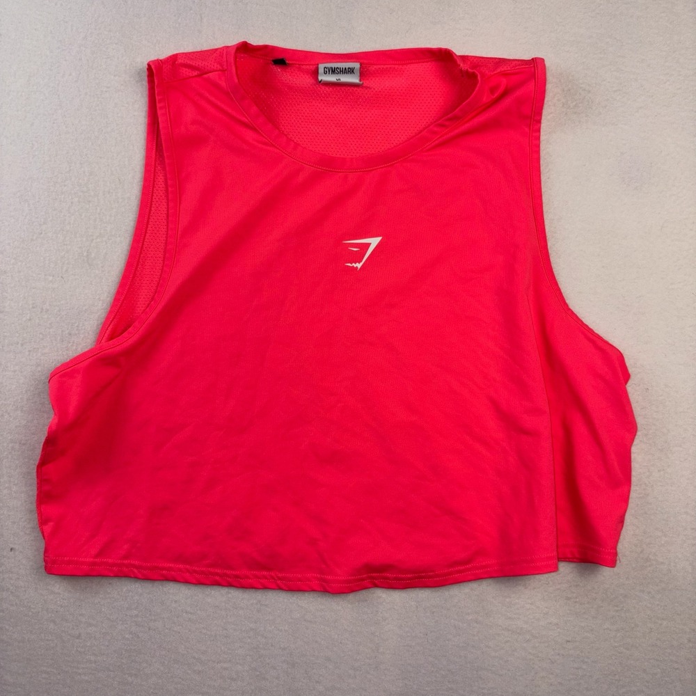 Gymshark Crop Tank Top Womens XL Pink Sleeveless Mesh Back Gym Workout Athletic